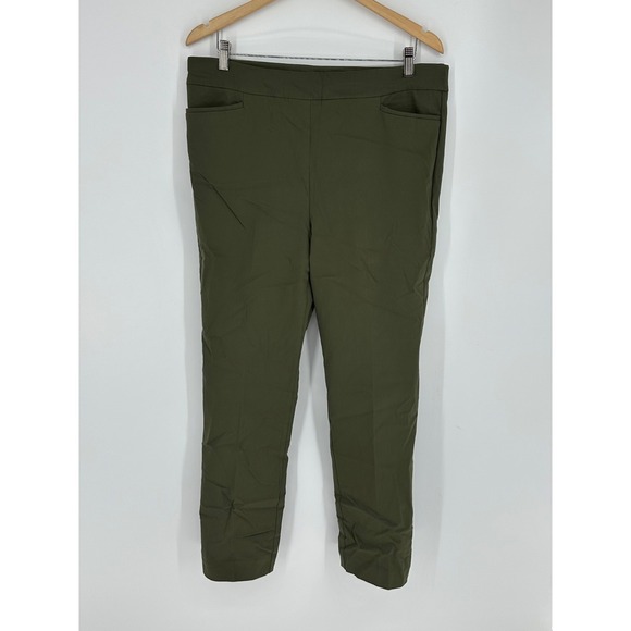 Chico's Pants - Chicos Women's Sz 14R Olive Green Pull On Straight Leg Stretch Trousers Pants Y0